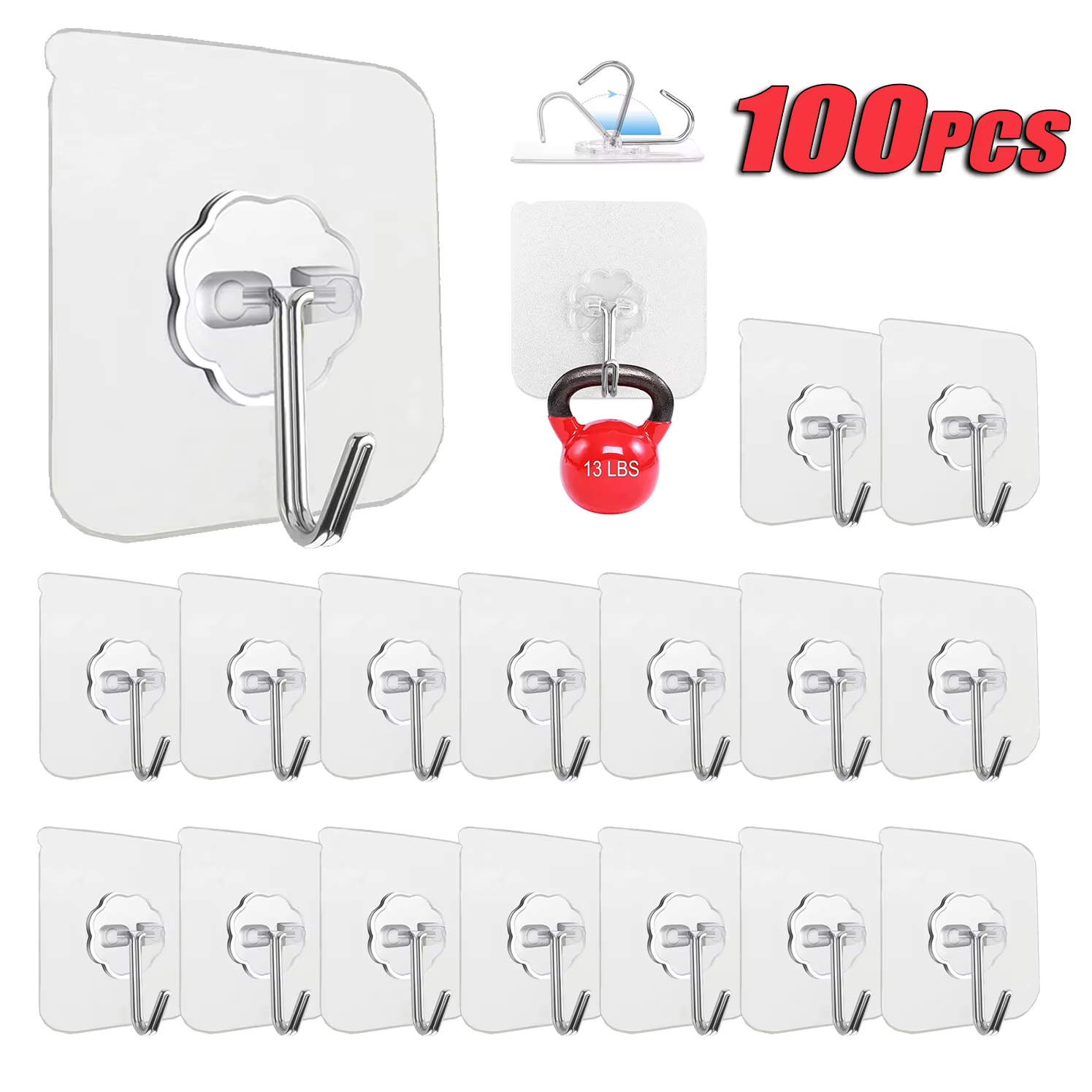 Kitchen Appliances Shelves - Przezroczyste samoprzylepne haki ścienne ze stali
