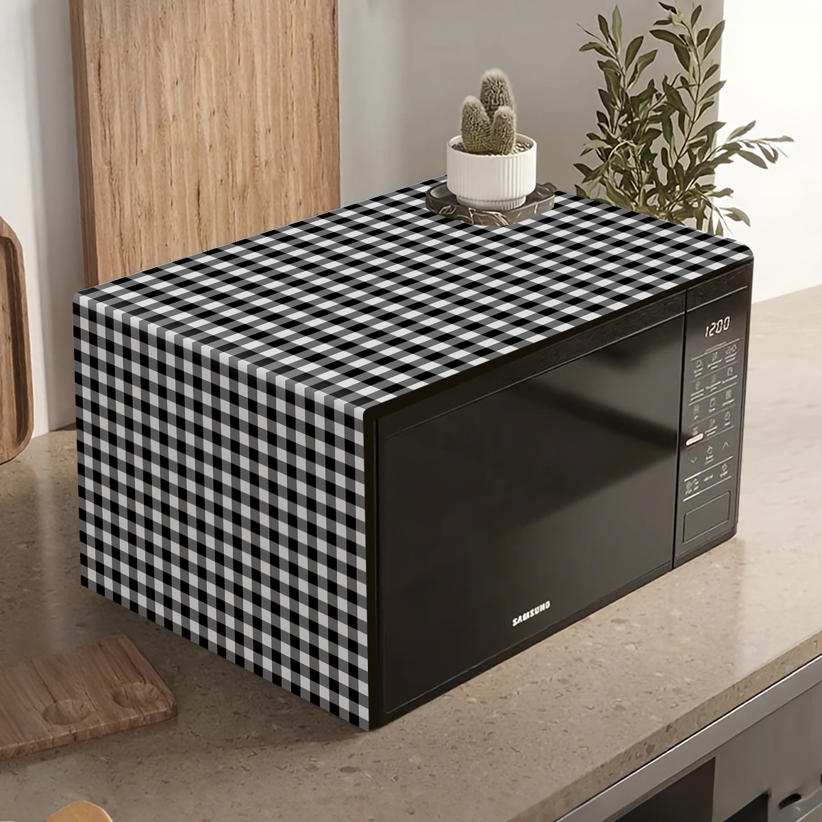 Czarno-biała krata, pokrowiec  – Kitchen Appliances White recenzja i cena